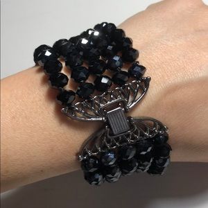 Black Beaded Bracelet with Clasp